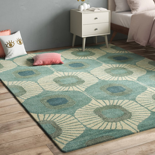 Wade Logan® Hemmer Handmade Hand Tufted Wool Aqua Rug & Reviews